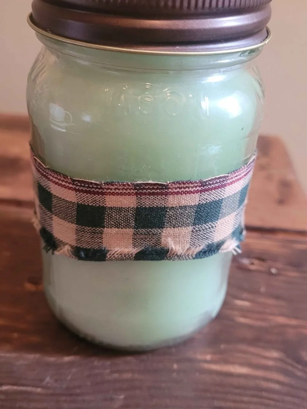 Honeydew Melon Scented Green Jar Candle with Rustic Ribbon
